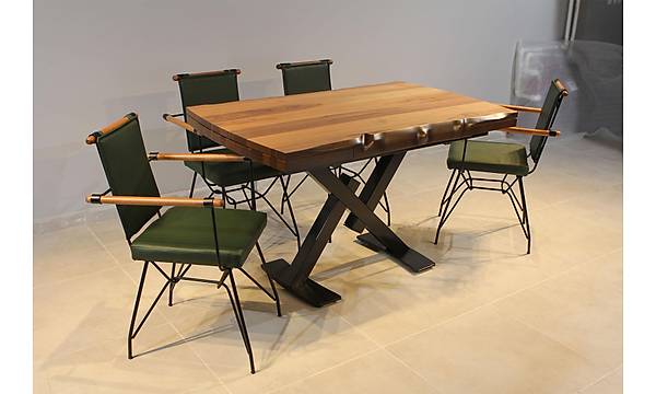 Açılır Yemek Masası - Ceviz Penyes Mutfak Masa Sandalye Takımı