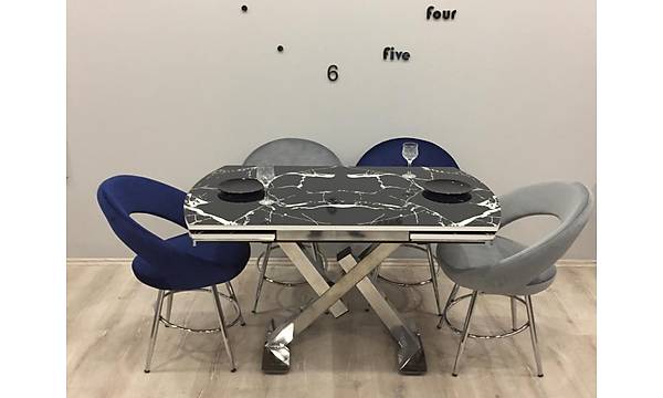 Açılır Yemek Masa Sandalye Takımı - Raton Krom Masa Sandalye