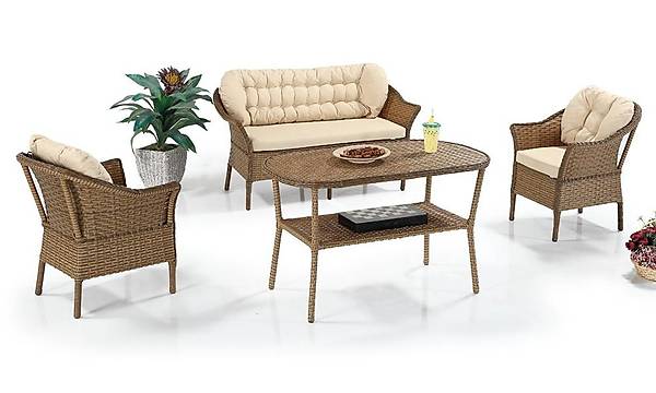 Zegna Kahve Bahe Masa Sandalye Takm