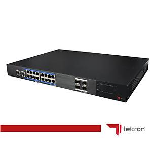 TEKRON 16+2 PORT 10/100+2PORT 10/1000+1XSFP  RJ45 UPL�NK POE 200W SWITCH