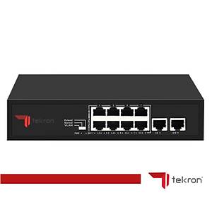 TEKRON 8+2 PORT 10/100+2PORT 10/1000 RJ45 UPL�NK POE 96W SWITCH
