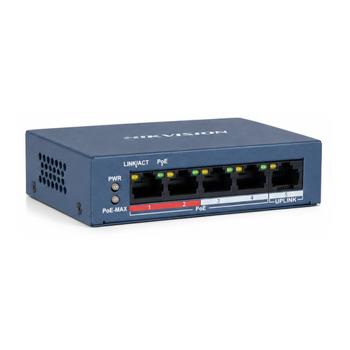 Hikvision DS-3E0105P-E/M(B) 4 Port PoE + 1 Uplink 300 m 35 W Switch