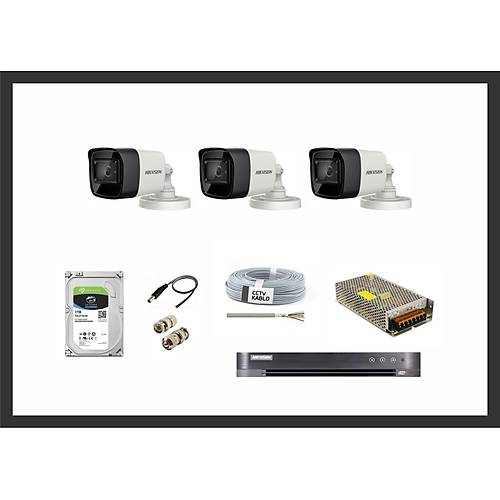 Hikvision 2MP HDTVI 3 Kamera Sistemleri Gvenlik Seti