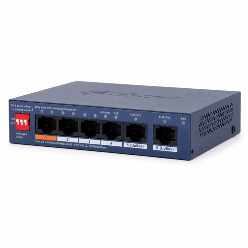 Dahua CS4006-4GT-60 4 Gigabit PoE 2 Uplink 60 W Ak�ll� Y�netilebilir Switch