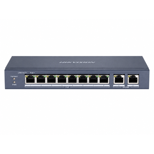 Hikvision DS-3E0310P-E/M 8 Port PoE + 2 Gigabit RJ45 300 m 60 W Unmanaged Switch