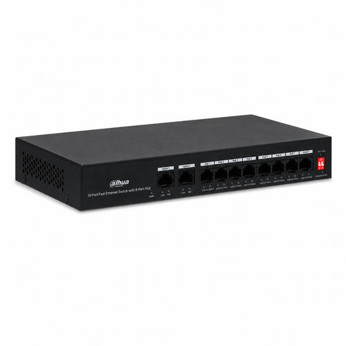 Dahua PFS3010-8ET-65 8 PoE 2 Uplink 65 W Uzun Mesafe Switch