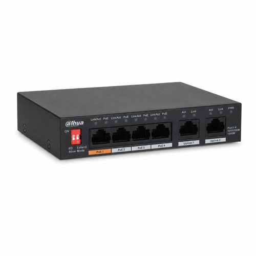 Dahua PFS3006-4GT-60-V2 4 PoE 2 Uplink 60 W Hi-PoE Gigabit Switch