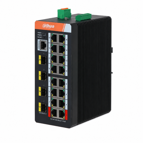 Dahua IS4420-16GT-240 16 Port Gigabit PoE 4 SFP Y�netilebilir End�striyel Switch 240 W