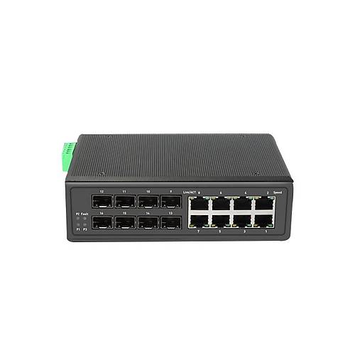 Tiandy EPS-END1008G-8SFP 8 Port Gigabit Layer2 Ynetilebilir Endstriyel AI POE Switch