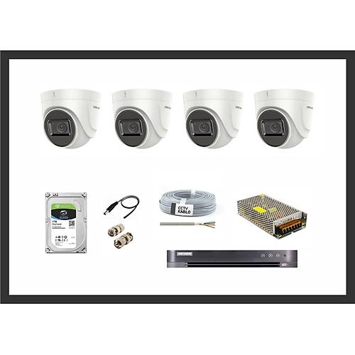 Hikvision 2MP HDTVI Ev Bebek Bakıcı İzleme 4 Kamera Sistemleri Güvenlik Seti
