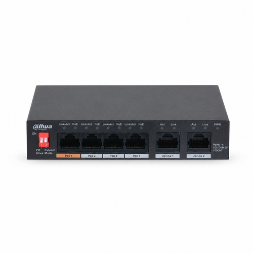 Dahua PFS3006-4GT-60-V2 4 PoE 2 Uplink 60 W Hi-PoE Gigabit Switch