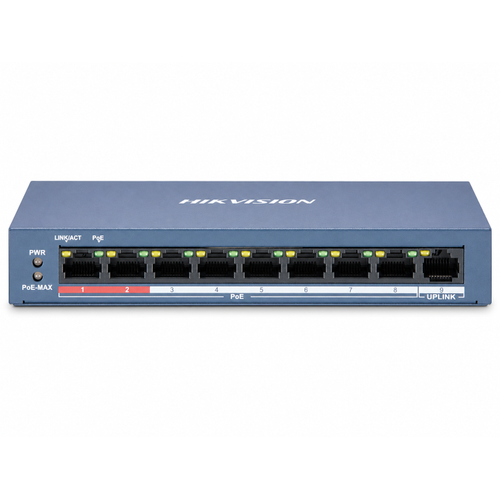 Hikvision DS-3E0109P-E/M(B) 8 Port PoE + 1 Uplink 300 m 60 W Unmanaged Switch