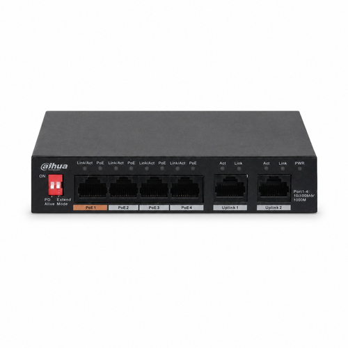 Dahua PFS3006-4GT-60 4 PoE 2 Gigabit Uplink 60 W Hi-PoE Switch