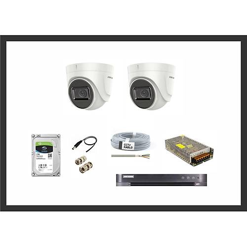 Hikvision 2MP HDTVI Ev Bebek Bakc zleme 2 Kamera Sistemleri Gvenlik Seti