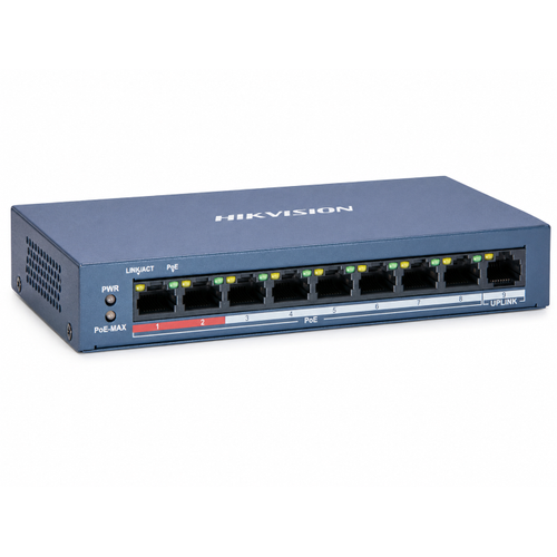 Hikvision DS-3E0109P-E/M(B) 8 Port PoE + 1 Uplink 300 m 60 W Unmanaged Switch
