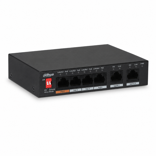 Dahua PFS3006-4ET-60-V2 4 PoE 2 Uplink 60 W Hi-PoE Switch