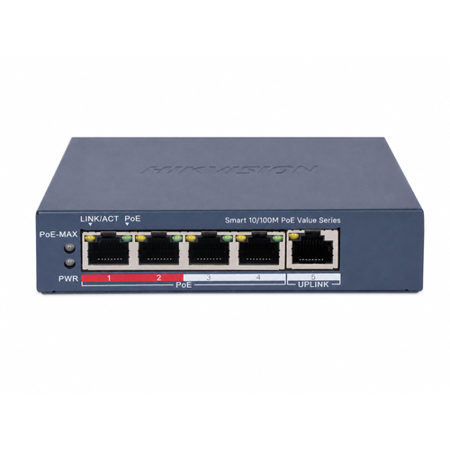 Hikvision DS-3E1105P-EI/M V2 4 Port Ak�ll� Y�netilebilir PoE+ Switch 45 W 300 m