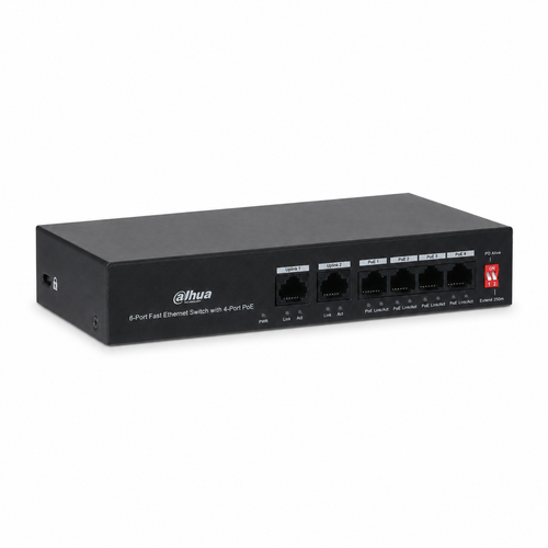 Dahua PFS3006-4ET-36 4 PoE 2 Uplink 250 m Fast Ethernet Switch