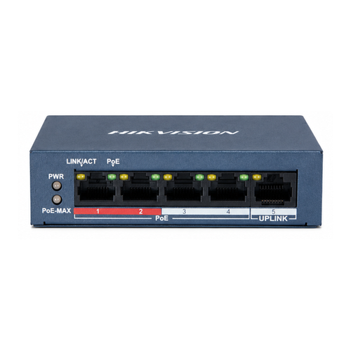 Hikvision DS-3E0105P-E/M(B) 4 Port PoE + 1 Uplink 300 m 35 W Switch