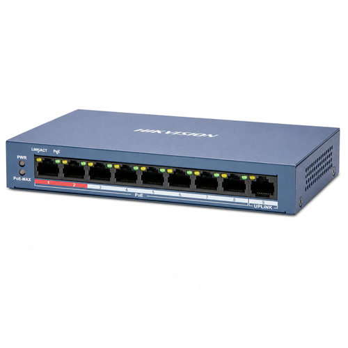 Hikvision DS-3E0109P-E/M(B) 8 Port PoE + 1 Uplink 300 m 60 W Unmanaged Switch