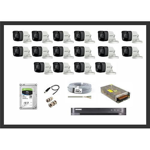 Hikvision 2MP HDTVI 16 Kamera Sistemleri Gvenlik Seti
