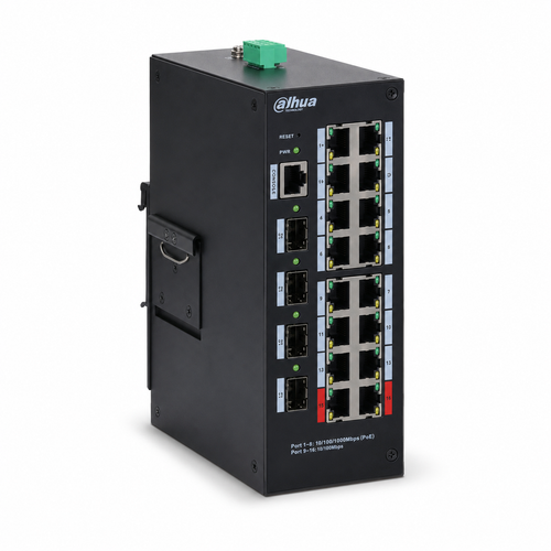 Dahua HS4420-16GT-190 16 Port Gigabit PoE 4 SFP Y�netilebilir End�striyel Switch 190 W