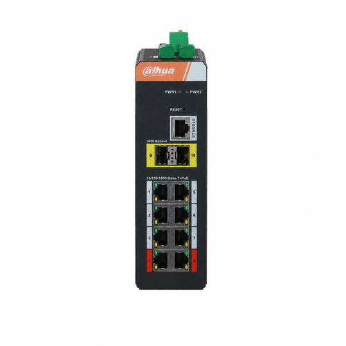 Dahua PFS4210-8GT-DP-V2 8 Port Gigabit PoE 2 SFP Y�netilebilir End�striyel Switch 120 W