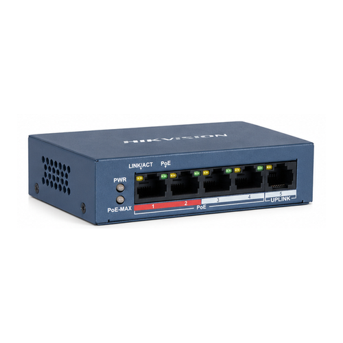 Hikvision DS-3E0105P-E/M(B) 4 Port PoE + 1 Uplink 300 m 35 W Switch