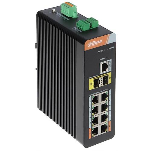 Dahua PFS4210-8GT-DP 10 Port Gigabit(8 Port Gigabit PoE) Endstriyel Switch