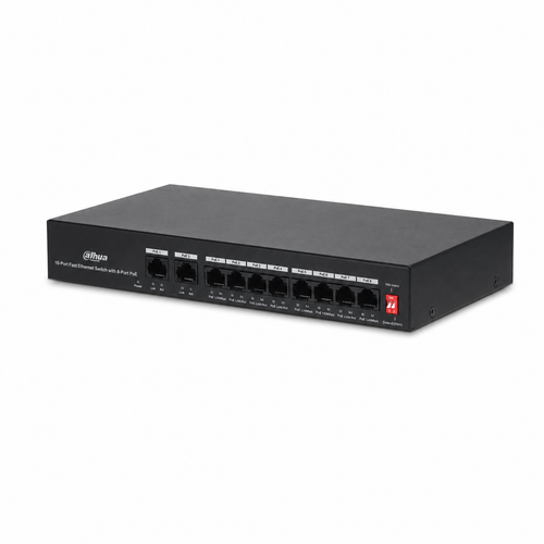 Dahua PFS3010-8ET-65 8 PoE 2 Uplink 65 W Uzun Mesafe Switch