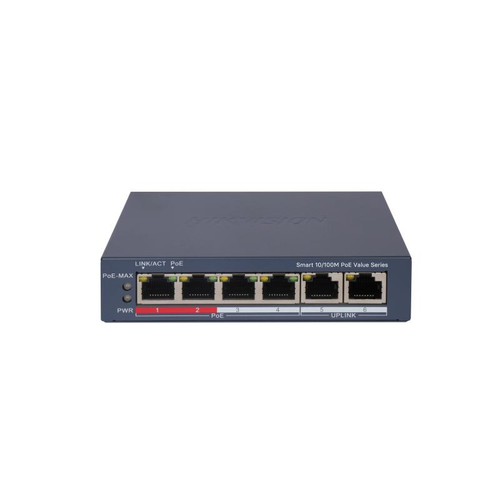 Hikvision DS-3E1106P-EI/M 4 Port H�zl� Ethernet Ak�ll� POE Anahtar�