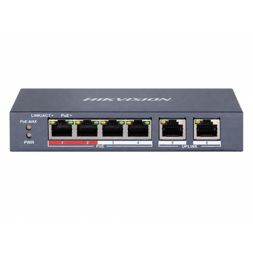 Hikvision DS-3E0106P-E/M 4 Port PoE + 2 RJ45 300 m 35 W Unmanaged Switch