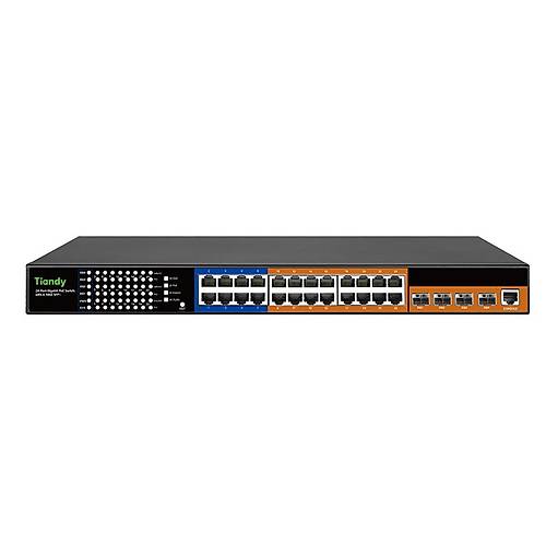 Tiandy YPS-5024G-P-4SFP10-L3 24 Port 10 Gigabit Layer3 Y�netilebilir PoE Switch