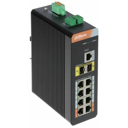 Dahua PFS4210-8GT-DP-V2 10 Port Gigabit(8 Port Gigabit PoE) Endstriyel Switch
