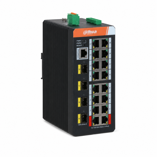 Dahua IS4420-16GT-240 16 Port Gigabit PoE 4 SFP Y�netilebilir End�striyel Switch 240 W