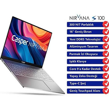 Casper Nirvana S100 Intel Core i7 13620H 16GB 1TB SSD Freedos 16