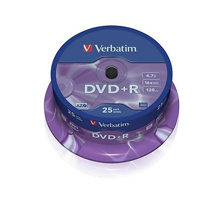 VERBATIM 43500 DVD+R 25 Spindle Matt Silver 16x 4.7GB