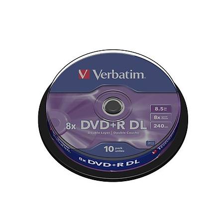 Verbatim 43666 DVD+R 10 Spindle Double Layer Matt Silver 8x 8.5GB