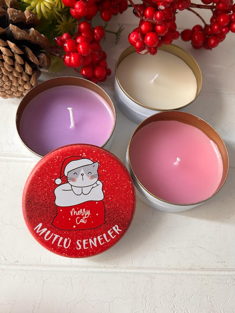 Yılbaşı-Noel-Yeni Yıl Mumlu  Mini Metal Kutu