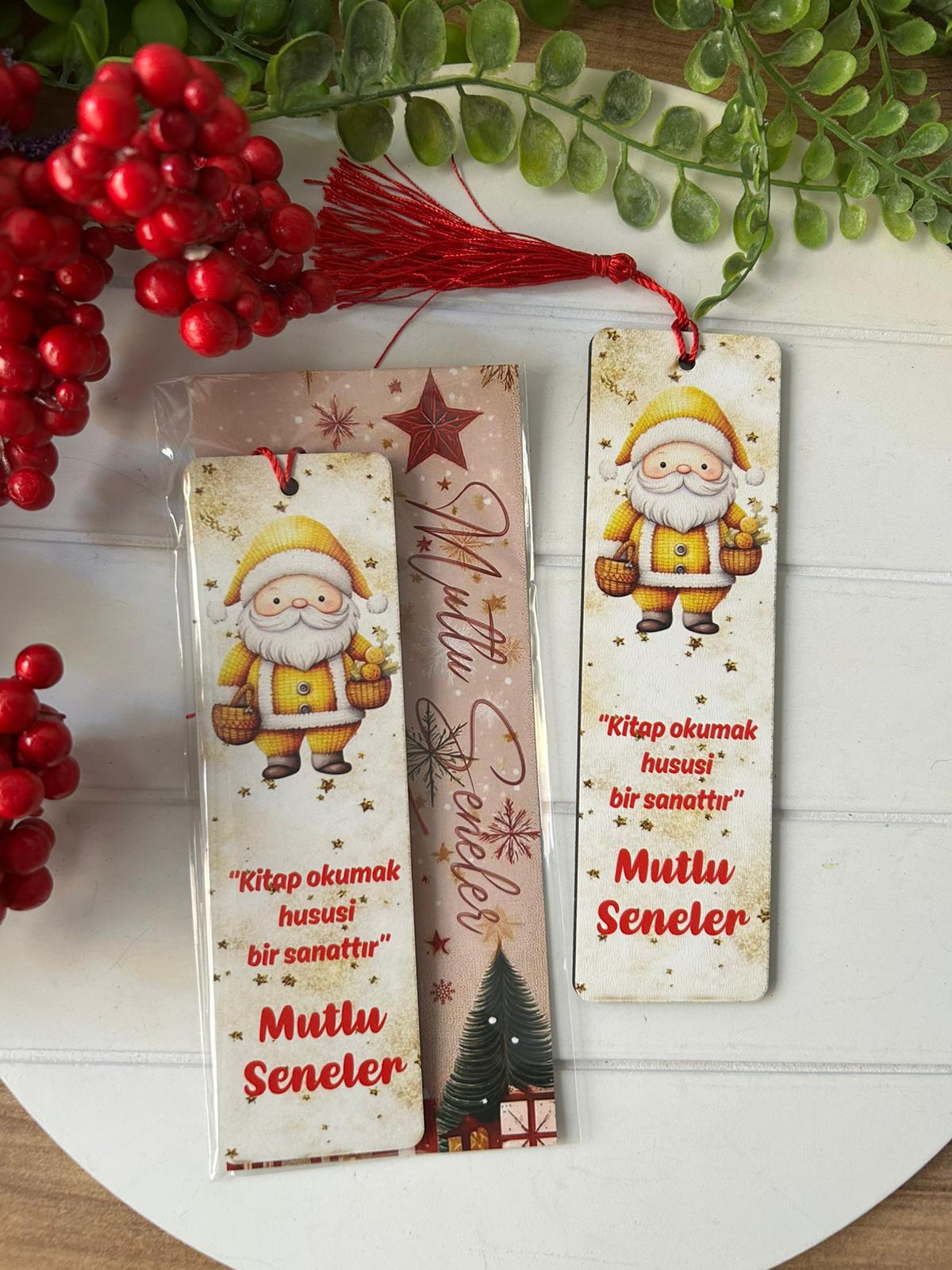 Ahşap Kitap Ayraçları -Noel Yeni Yıl Temalı
