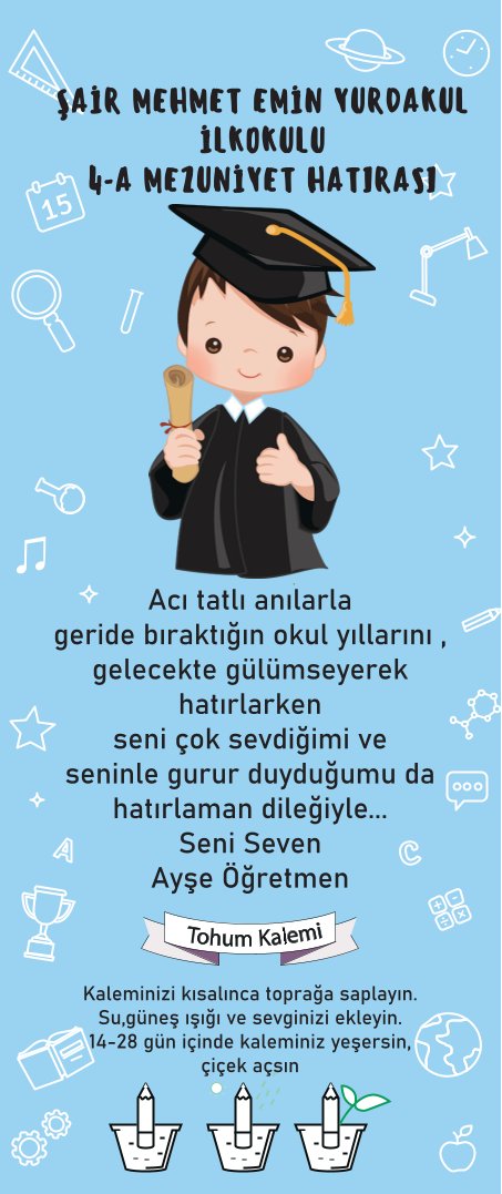 Mezuniyet-Okul Temalı  Tohumlu Kalemi
