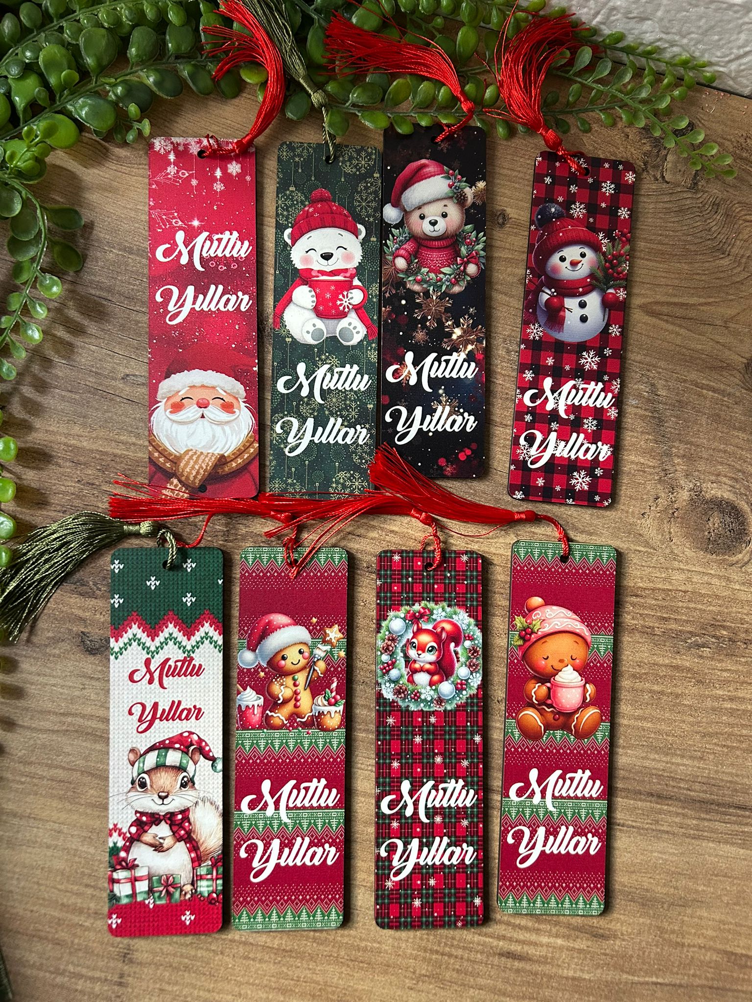 5x17 cm  Ahşap Kitap Ayraçları -Noel Yeni Yıl Temalı (Karışık Stokta Kalanlar Yollanır )