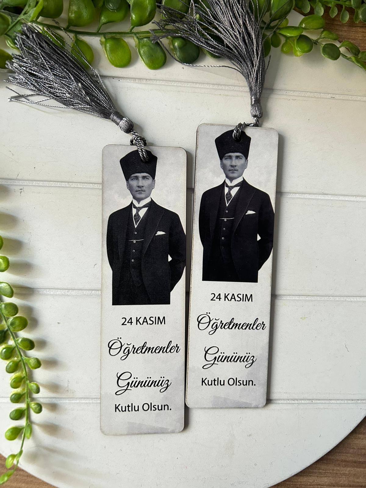 Öğretmenler Günü  Atatürk Ahşap Kitap Ayracı