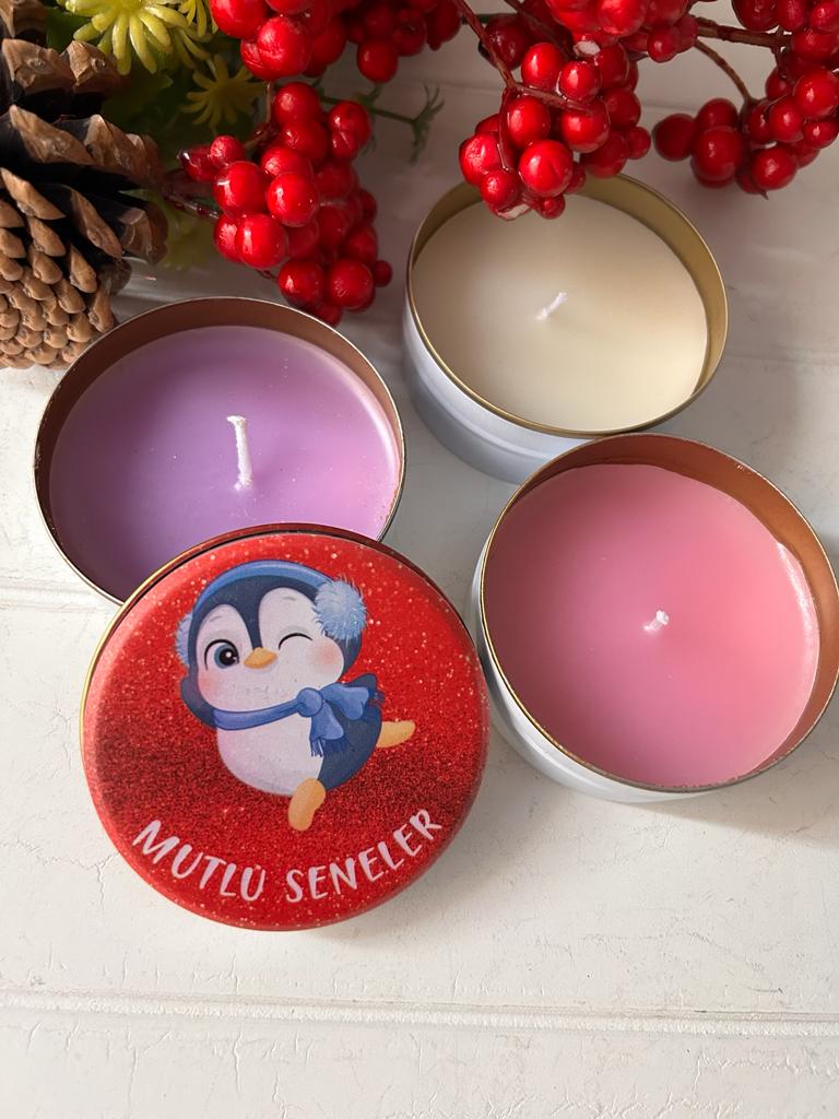 Yılbaşı-Noel-Yeni Yıl Mumlu  Mini Metal Kutu