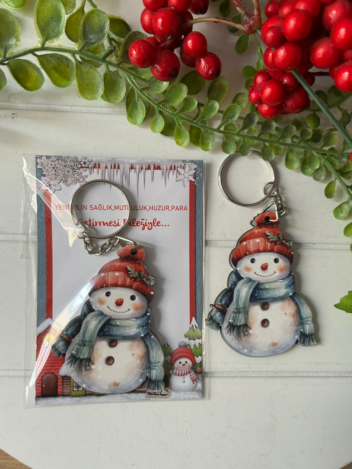 Noel -Yeni Yıl-Şekilli Ahşap Anahtarlık