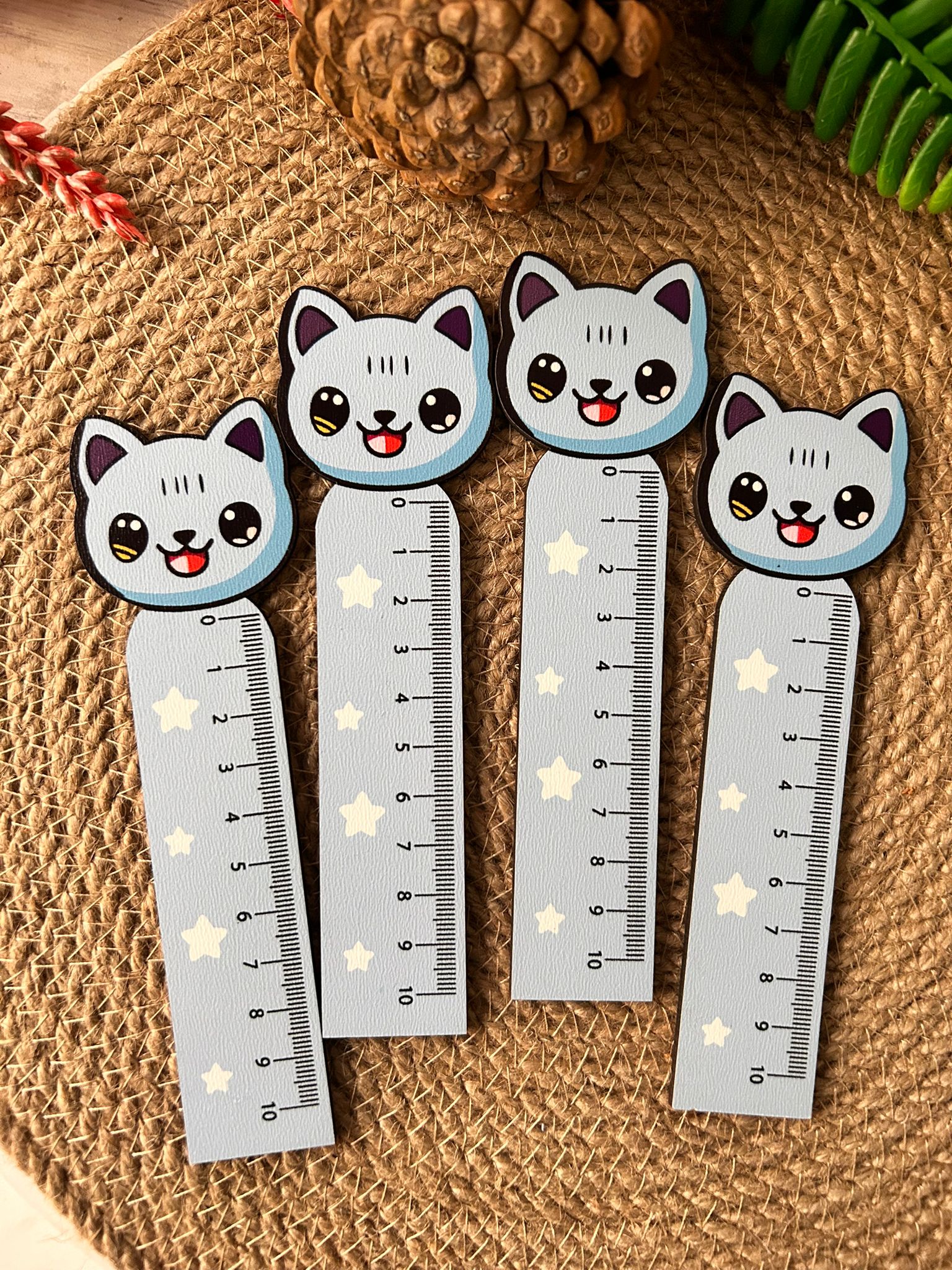 10 cm Ahşap Cetvel Kedi Temalı