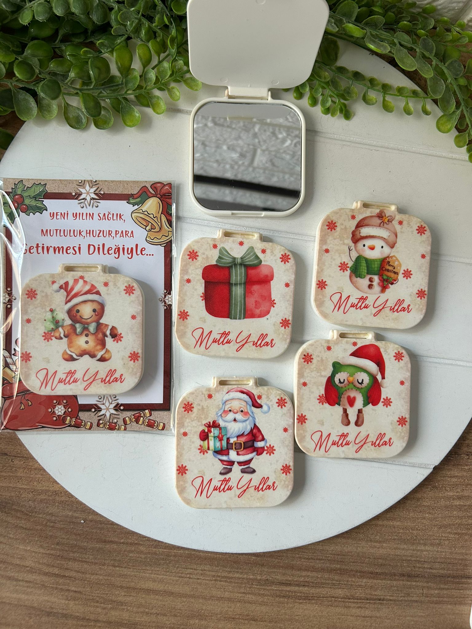 Yeni Yıl-Noel-Yılbaşı Kare Ayna ( DESENLER KARIŞIK YOLLANIR )