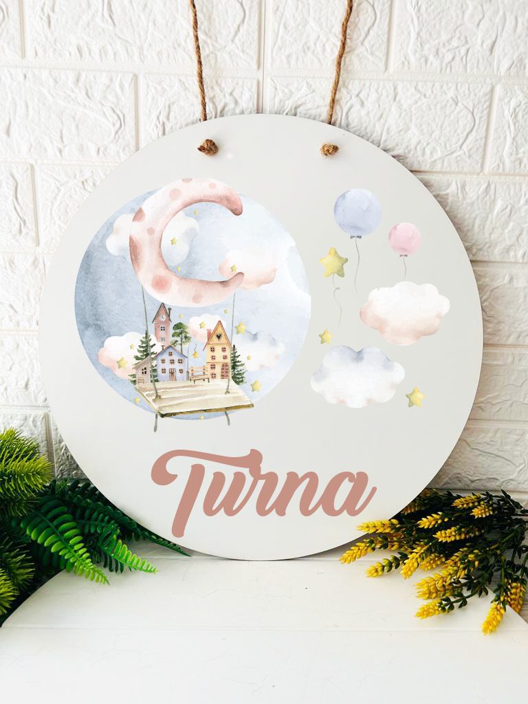 38 cm Ahşap Kapı Süsü- Uçan Ev