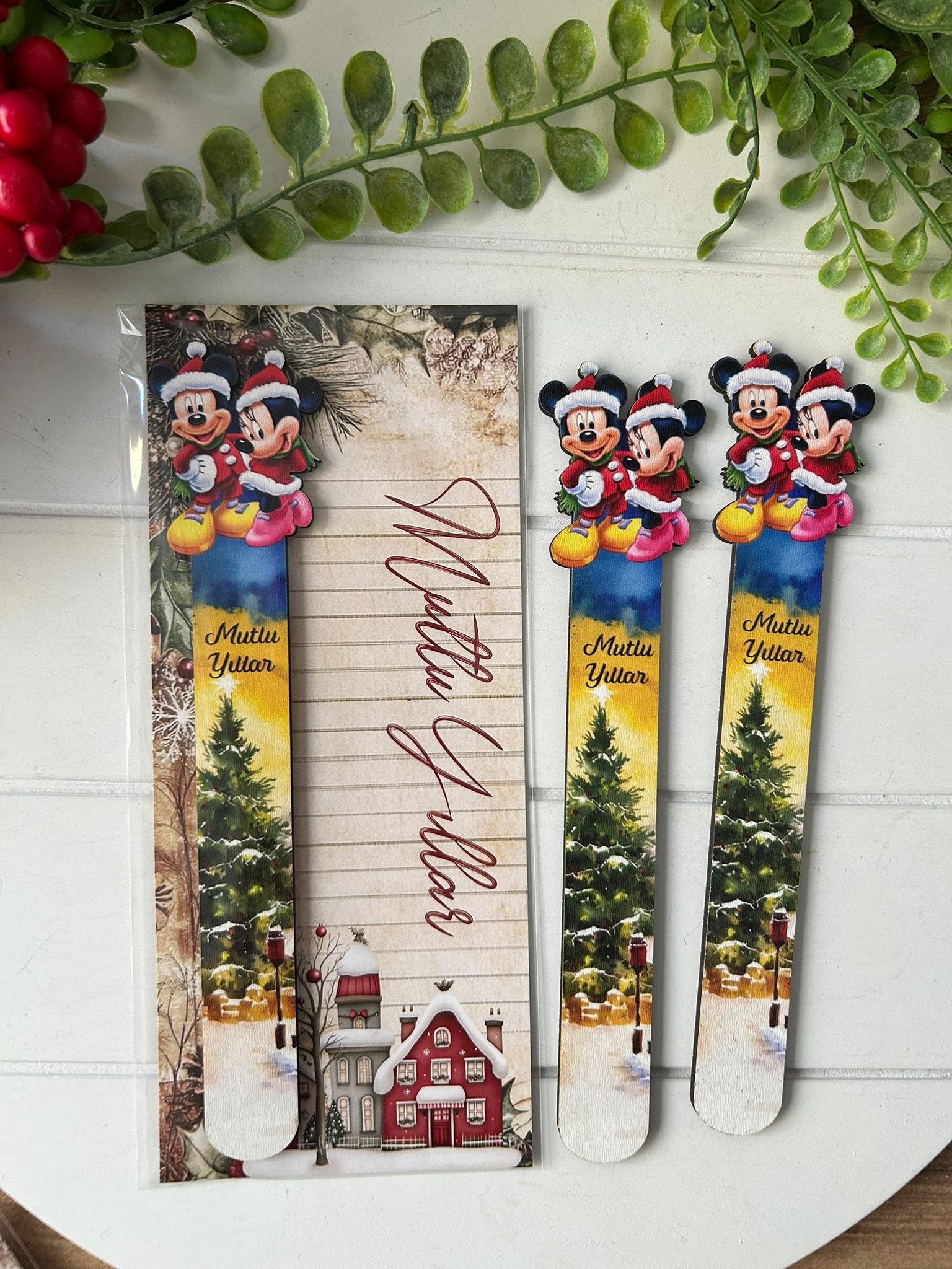 Ahşap Kitap Ayraçları -Noel Yeni Yıl Temalı