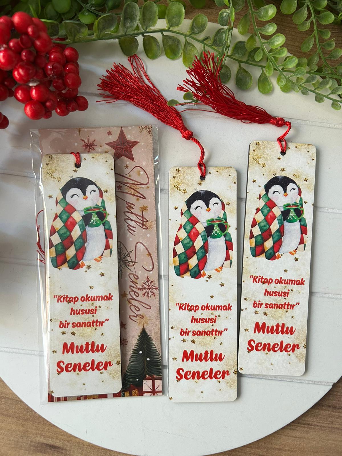 Ahşap Kitap Ayraçları -Noel Yeni Yıl Temalı